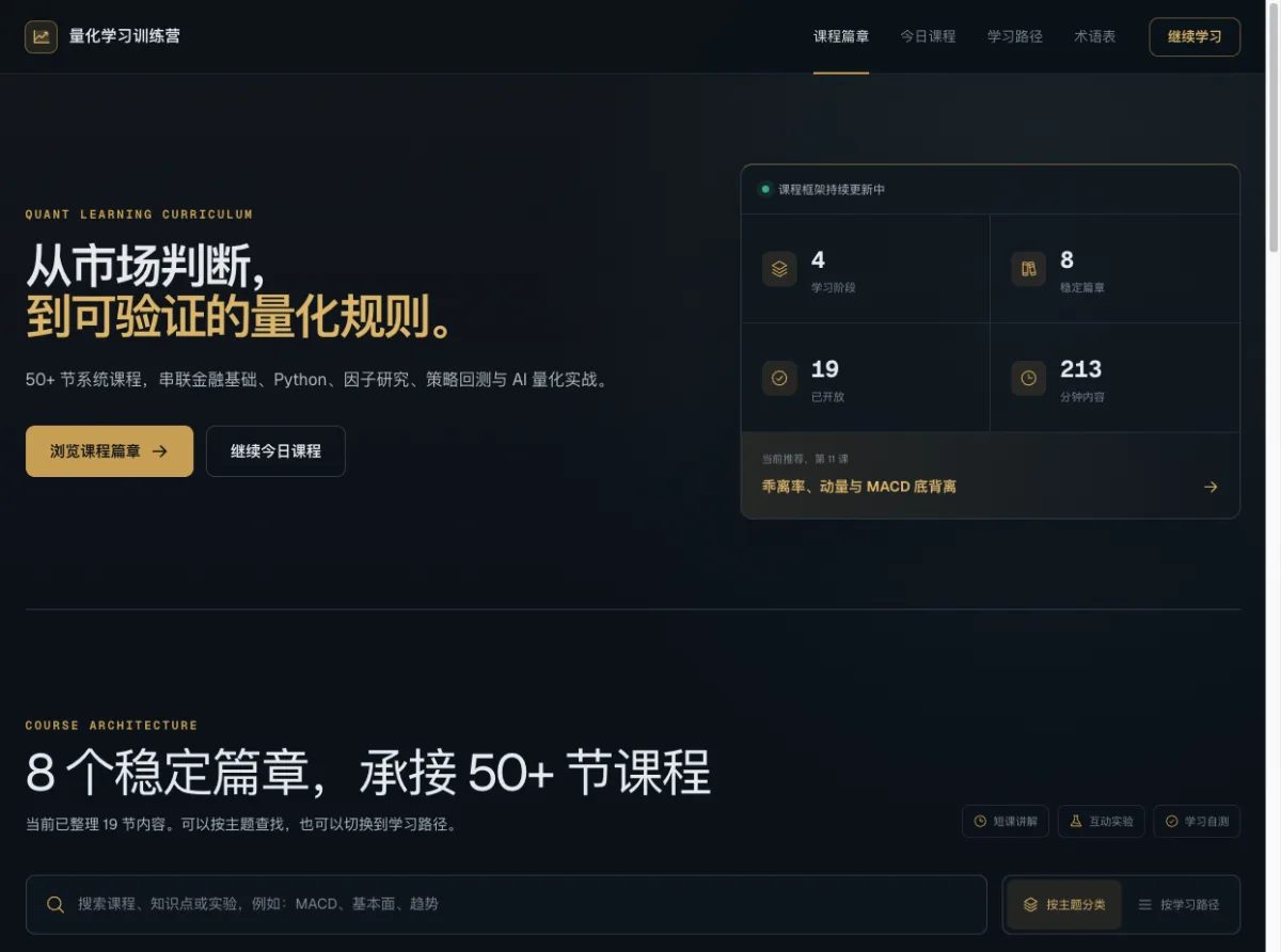 量化学习训练营站点截图